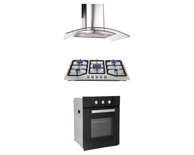 Foto 1 | Foto 1 | Campana de Pared Odipo + Parrilla Acero Odipo y Horno Gas Empotrable 60 cm Motrix