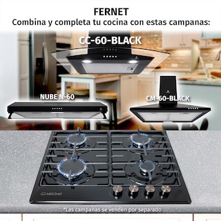 Foto 7 | Foto 7 | Parrilla de empotrar 4 quemadores FERNET de 60 cm Negro Esmalteado