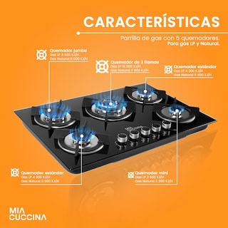 Foto 2 | Foto 2 | Parrilla A Gas Level Home Mia Cuccina Mcpve7 Negra 5 Quemadores 120v