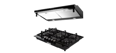 Foto 2 | Foto 2 | Campana Bajo Alacena y Parrilla de 5 Quemadores en Cristal Axcent Italy Negro