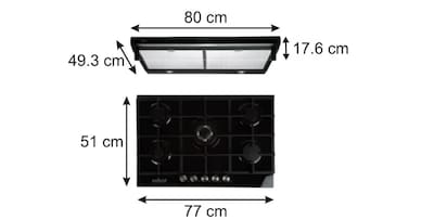 Foto 3 | Foto 3 | Campana Bajo Alacena y Parrilla de 5 Quemadores en Cristal Axcent Italy Negro