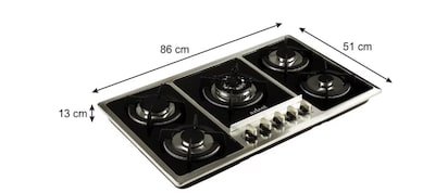 Foto 3 | Foto 3 | Parrilla Axcent Italy de 5 Quemadores en Cristal Templado Negro 86 cm
