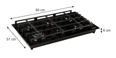 Foto 5 | Foto 5 | Parrilla Axcent Italy de 6 Quemadores En Cristal Templado Negro 90 Cm