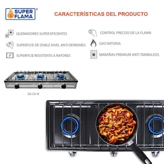 Foto 8 | Foto 8 | Combo Super Flama TRIPLE Parrilla De Gas Lp De 3 Quemadores Con Tanque De Gas 10 Kg Y Kit De Instalación