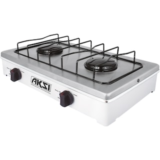 Foto 1 | Foto 1 | Parrilla Estufa De Mesa Aksi 2 Quemadores Blanco Acero Inoxidable