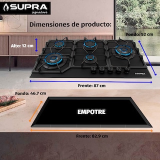 Foto 2 | Foto 2 | Parrilla De Gas Spyder 87 | 5 Quemadores | Cristal Negro Mate | Empotrable