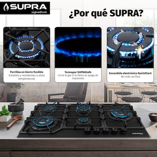 Foto 3 | Foto 3 | Parrilla De Gas Spyder 87 | 5 Quemadores | Cristal Negro Mate | Empotrable