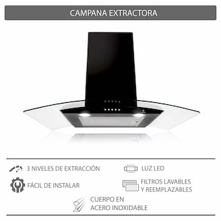 Foto 2 | Foto 2 | Tricombo Brianda Parrilla De Cristal Templado Con 5 Quemadores Campana De Pared 76cm Y Horno Empotrable