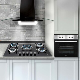 Foto 5 | Foto 5 | Tricombo Brianda Parrilla De Cristal Templado Con 5 Quemadores Campana De Pared 76cm Y Horno Empotrable