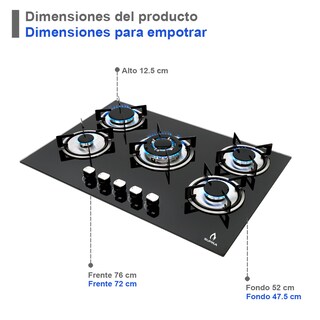Foto 7 | Foto 7 | Tricombo Brianda Parrilla De Cristal Templado Con 5 Quemadores Campana De Pared 76cm Y Horno Empotrable