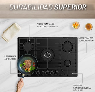 Foto 3 | Foto 3 | Parrilla De Gas De Vidrio Templado Mate 8mm Con 5 Quemadores Incluye Espreas Para Gas Natural Y Dispositivo De Seguridad