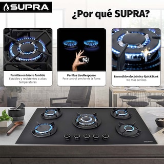 Foto 3 | Foto 3 | Parrilla A Gas De 5 Quemadores Bella-90 Empotrable 90 Cm Cristal Templado Negro Mate
