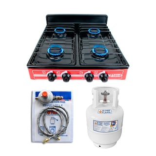 Foto 1 | Foto 1 | Combo Super Flama Parrilla De Gas Lp De 4 Quemadores Con Tanque De Gas 10 Kg Y Kit De Instalación