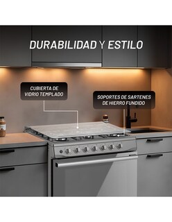 Foto 3 | Foto 3 | Estufa De Piso 6 Quemadores Y Horno Nuur Gris