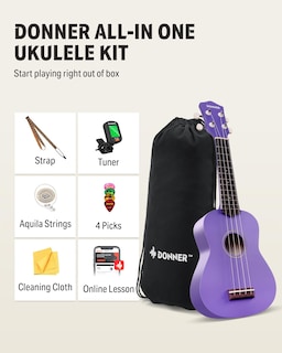 Foto 2 | Foto 2 | Ukelele Donner Soprano De 21 Pulgadas Para Principiantes Con Kit Morado - Venta Internacional.
