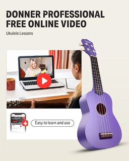 Foto 3 | Foto 3 | Ukelele Donner Soprano De 21 Pulgadas Para Principiantes Con Kit Morado - Venta Internacional.