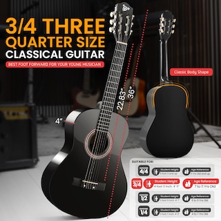 Foto 3 | Foto 3 | Guitarra Acústica Pyle Beginner 3/4 Junior, Tamaño 36 Pulgadas, Color Negro - Venta Internacional.