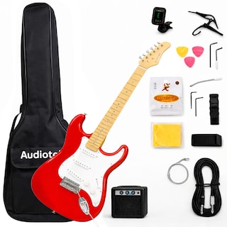 Foto 1 | Foto 1 | Guitarra Eléctrica Audiotek Rojo con Amplificador 9V Funda Capotraste Afinador Eléctrico Accesorios Repuesto