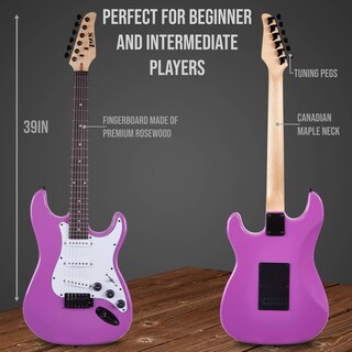 Foto 3 | Foto 3 | Guitarra Eléctrica Lyxpro Retro Purple Con Amplificador De 20 W Y Accesorios - Venta Internacional.