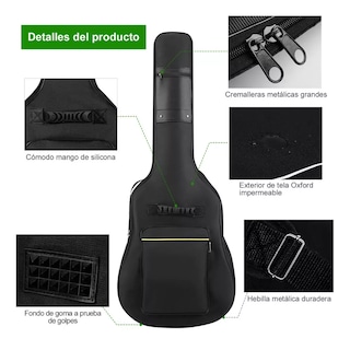 Foto 2 | Foto 2 | Funda De Guitarra De Tela Oxford Impermeable Eo Safe Imports Esi-15282 Negro