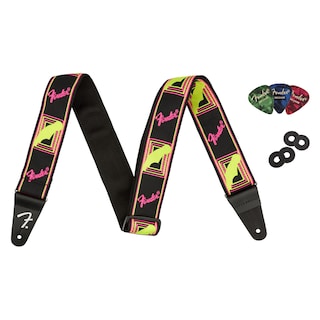 Foto 1 | Foto 1 | Correa De Guitarra Fender Neon Con Monograma De 5 Cm, Rosa/amarillo, Con Acceso - Venta Internacional.