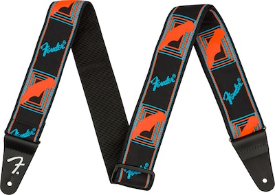Foto 2 | Foto 2 | Correa De Guitarra Fender Neon Con Monograma De 5 Cm, Azul/naranja, Con Bloques - Venta Internacional.