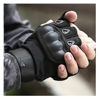 Foto 2 | Foto 2 | Guantes Tácticos Militares Sin Dedos Para Moto Negros Lab.g Talla M: 7.5-7.9 Pulgadas
