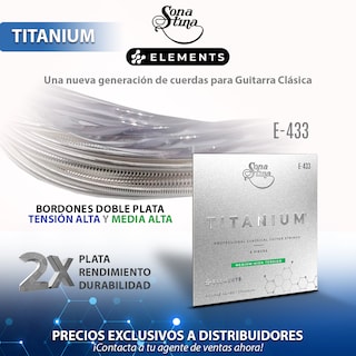 Foto 2 | Foto 2 | 3 Set, Encordadura Para Guitarra Clásica Profesional, Nylon Titanio, Entorchado Doble Plata, Tensión Media Alta, Mod. E-433