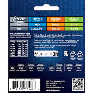 Foto 2 | Foto 2 | Juego De 3 Cuerdas Para Guitarra Eléctrica Elixir De Acero Niquelado - Venta Internacional.
