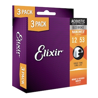 Foto 1 | Foto 1 | Juego De 3 Cuerdas Para Guitarra Acústica Elixir 80/20 Bronze Nanoweb - Venta Internacional.
