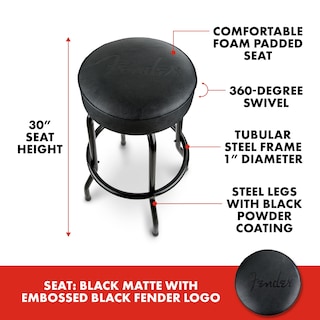 Foto 3 | Foto 3 | Taburete De Bar Fender Con Logotipo Negro Estampado, Giratorio, 30 Cm, Negro/negro - Venta Internacional.