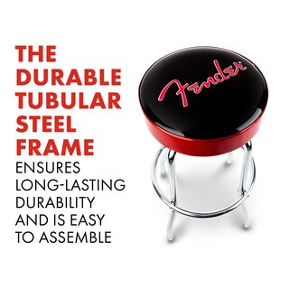 Foto 5 | Foto 5 | Taburete De Bar Fender Red Sparkle Logo Giratorio Negro 30 Cm - Venta Internacional.