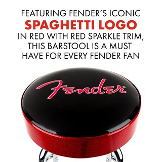 Foto 7 | Foto 7 | Taburete De Bar Fender Red Sparkle Logo Giratorio Negro 30 Cm - Venta Internacional.