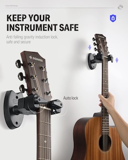 Foto 3 | Foto 3 | Soporte De Pared Para Guitarra, Paquete De 2 Unidades, Donner Auto Lock, Color Negro - Venta Internacional.