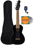 Ukelele De Concierto Fender Monterey Black Con Funda, Afinador Y Dv - Venta Internacional.