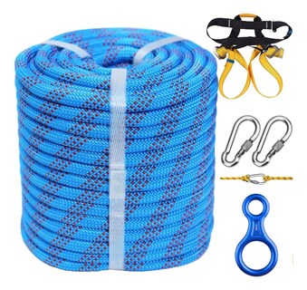 Foto 1 | Foto 1 | Cuerda Alpinismo 50m C/arnés De Seguridad Descensor  Eo Safe Imports Esi-18577 Azul