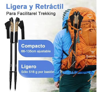 Foto 2 | Foto 2 | 2 Bastón Senderismo Belug Trekking Ligero Plegable Escalar Caminar Negro Cafe