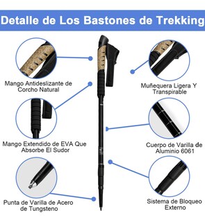 Foto 3 | Foto 3 | 2 Bastón Senderismo Belug Trekking Ligero Plegable Escalar Caminar Negro Cafe