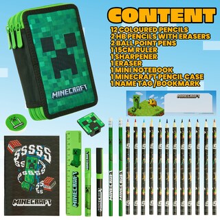 Foto 6 | Foto 6 | Estuche Para Lápices Con Relleno De Minecraft Y Papelería Para Niños, Color Verde - Venta Internacional.