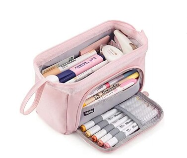 Foto 1 | Foto 1 | Estuche Para Lápices De Lona Rosa De Gran Capacidad Para Adolescentes - Venta Internacional.