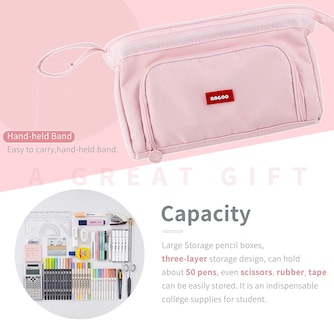 Foto 5 | Foto 5 | Estuche Para Lápices De Lona Rosa De Gran Capacidad Para Adolescentes - Venta Internacional.