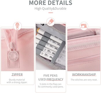 Foto 6 | Foto 6 | Estuche Para Lápices De Lona Rosa De Gran Capacidad Para Adolescentes - Venta Internacional.