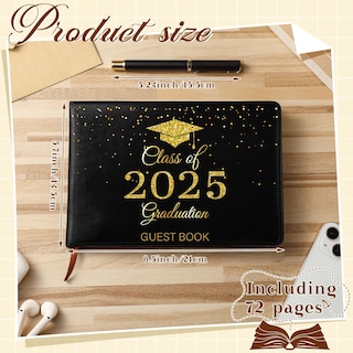 Foto 3 | Foto 3 | Libro De Visitas De Graduación Frienda 2025 De Piel Con Bolígrafo Negro Y Dorado - Venta Internacional.