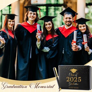 Foto 6 | Foto 6 | Libro De Visitas De Graduación Frienda 2025 De Piel Con Bolígrafo Negro Y Dorado - Venta Internacional.