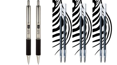 Foto 1 | Foto 1 | Bolígrafo De Gel Retráctil Zebra Pen G-402 De Acero Inoxidable Y Recambios, Punta Fina, 0,5 Mm, Tint - Venta Internacional.