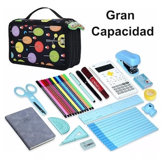 Foto 3 | Foto 3 | Organizador De Bolígrafos 72 Agujeros Para Estudiantes color Negro con Dibujos