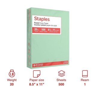 Foto 2 | Foto 2 | Papel De Copia, Grapas, Pastel, 30% Reciclado, 20 Libras, 8,5 X 11 Cm, Verde 500 - Venta Internacional.