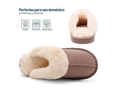 Foto 2 | Foto 2 | Pantuflas para Adulto Bluelander Marrón Antideslizantes de Felpa Unisex