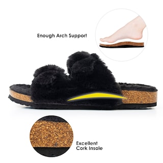 Foto 2 | Foto 2 | Zapatilla Fitory Para Mujer Con Punta Abierta, Piel De Conejo Sintética, Color Negro, Talla 11 - Venta Internacional.