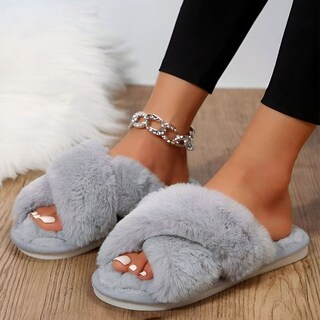 Foto 5 | Foto 5 | Pantuflas Antideslizantes Bluelander Gris Cruzadas